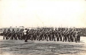 RPPC CAMP CALLAN Army Infantry Drill, La Jolla CA WWII Military Vintage Postcard 