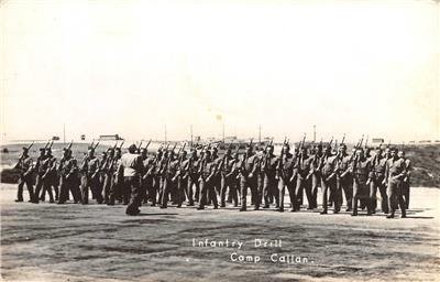 RPPC CAMP CALLAN Army Infantry Drill, La Jolla CA WWII Military Vintage Postcard 