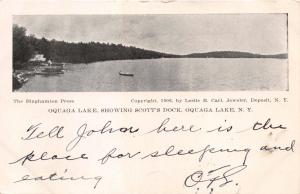 OQUAGA LAKE NEW YORKISHOWING  SCOTT'S DOCK~LESLIE CARL POSTCARD 1907