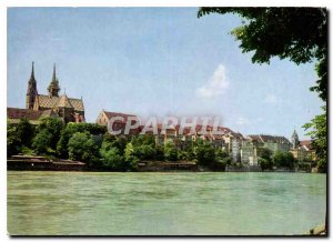 Postcard Modern Basel Rhein mit Munster