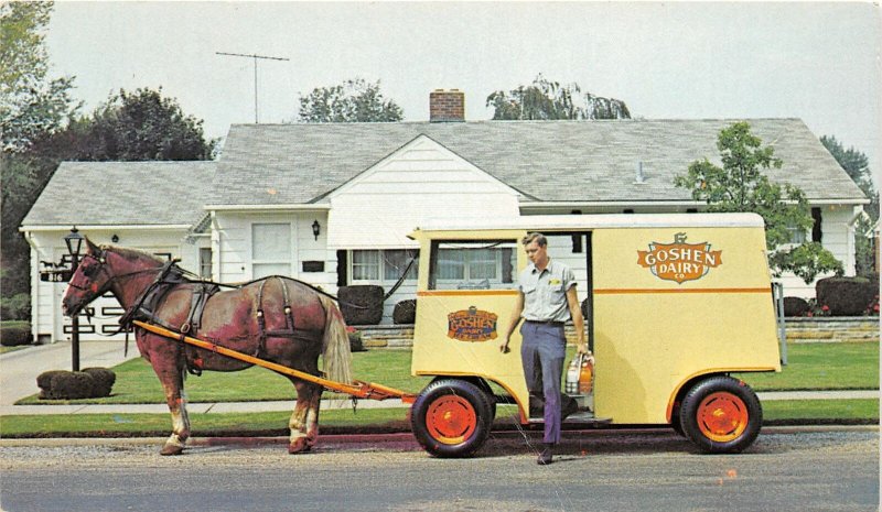 G34/ New Philadelphia Ohio Postcard Chrome Goshen Dairy Wagon Delivery Dewey