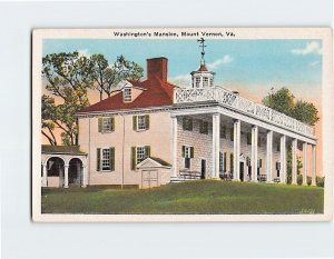 Postcard Washington Mansion Mount Vernon Virginia USA