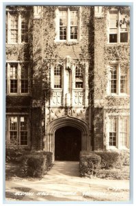 Grinnell Iowa IA RPPC Photo Postcard Alumni Hall Entrance c1950's Vintage