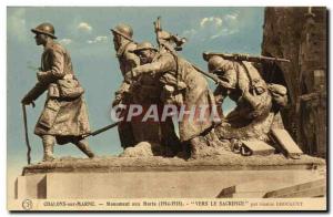 Old Postcard Chalons sur Marne War Memorial To sacrifice Army