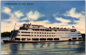 Saint Louis MO-Missouri, Steamer Admiral, Passenger Vessel, Vintage Postcard