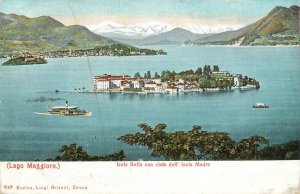 Italy sail & navigation themed postcard Lago Maggiore Isola Bella paddle steamer