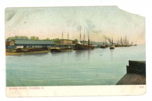 OH - Toledo. River Front ca 1906  (corner missing, crease, album marks)