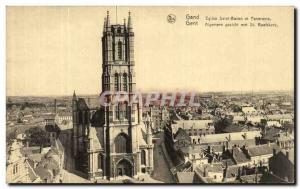 Postcard Old Gent St Bavo Church and panorama