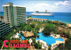 Cozumel Mexico HOTEL SOL CARIBE Lagoon Pool~Cruise Ship 4X6 Advertising Postcard