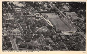 Atlanta Georgia Grant Field, Georgia Tech, White Border, Vintage Postcard U18079