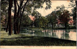 Postcard WATER SCENE South Bend Indiana IN AM2841