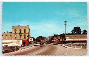 FENELON FALLS, Ontario, Canada ~ MAIN STREET Scene Sider's c1960s Cars Postcard