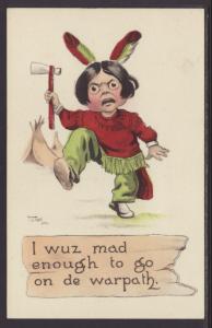 I Was Mad Enough....,Indian Boy,Wall,Comic Postcard