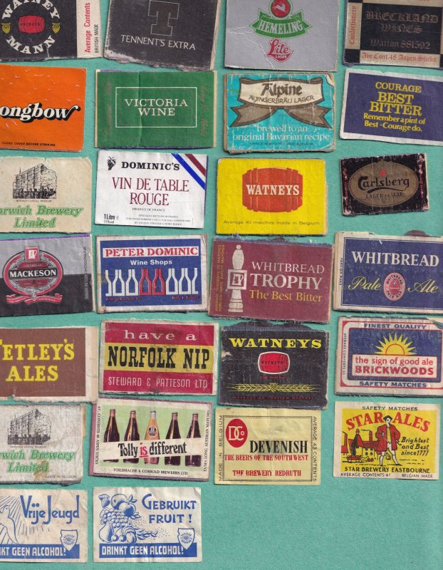 26x Watneys Whitbread Brewery Real Ale Pub Norfolk Matchbox Label s