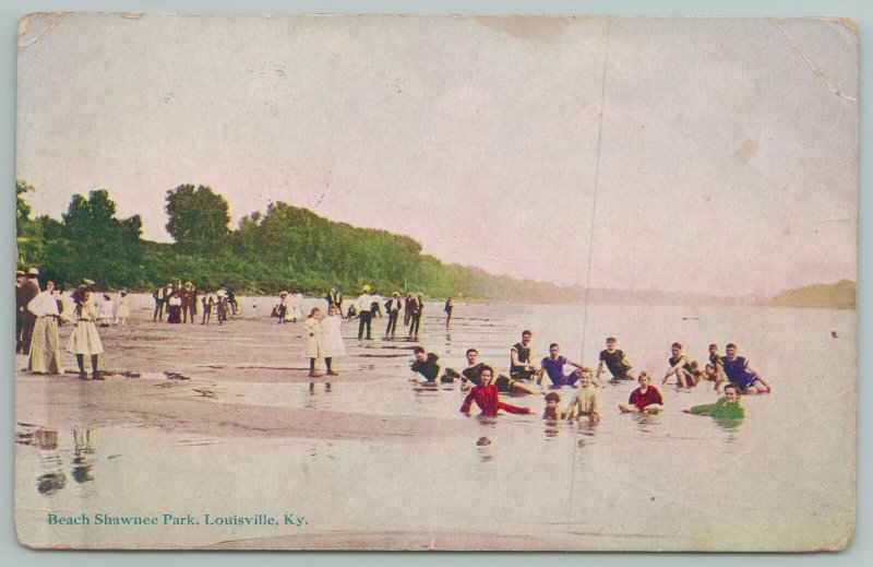 Louisville Kentucky~Bathers In Beach Shawnee Park~Vintage Postcard