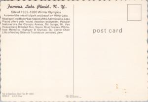 Mirror Lake Lake Placid New York NY Beach Scene Adirondacks Postcard D52