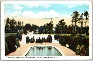 VINTAGE POSTCARD SUNKEN GARDEN AT GEORGIAN COURT LAKEWOOD NEW JERSEY 1924