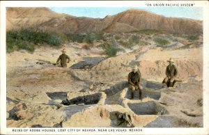 Las Vegas NV Lost City Ruins Adobe Houses Union Pacific RR Vintage Postcard