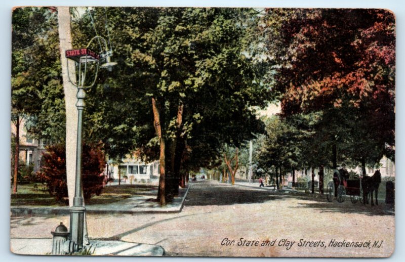 Hackensack NJ State Clay Street Postcard New Jersey