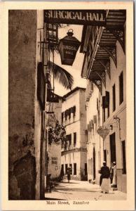 Main Street, Zanzibar Surgical Hall, Afrika Hotel Vintage Photo Postcard H25