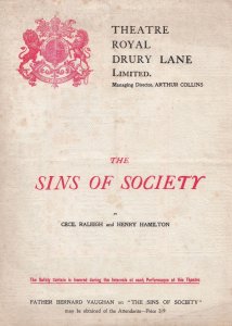 The Sins Of Society Danebury Hampshire Upper Class Victorian Theatre Programme