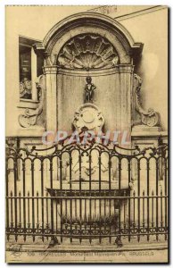 Old Postcard Monument Brussels Manneken pis