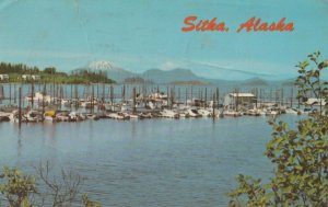 VINTAGE POSTCARD HARBOR VIEW AT SITKA ALASKA, SOME FRONT BENDS POSTED 1969