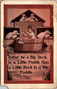 Big Duck in a Little Puddle Comedy Humor Postcard PC74