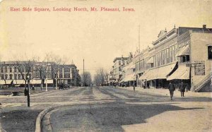 East Side Square Street Scene Mt Pleasant Iowa 1912 postcard