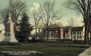 Soldiers Monument & Public Library - Kennebunk, Maine ME  