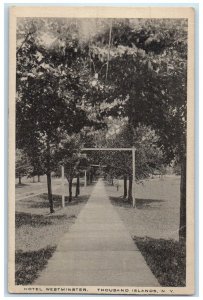 c1905 Hotel Westminster Restaurant Road Trees Thousand Islands New York Postcard