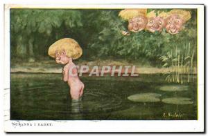 Postcard Old Susanna I Badet Children