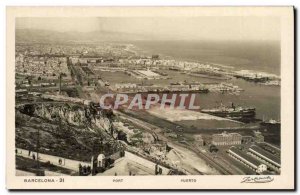 Old Postcard Barcelona Port Boat