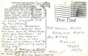 Deming New Mexico Martins Trailer Park Street View Vintage Postcard K85661