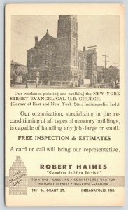 Indianapolis IN~Robert Haines Co~Pointing & Caulking Evangelical UB Church~1951
