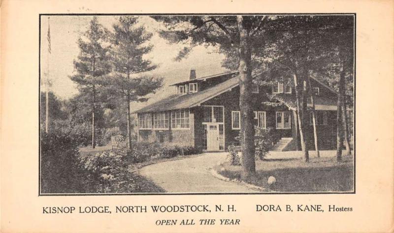 North Woodstock New Hampshire birds eye view Kisnop Lodge antique pc Z21458