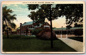 Vtg Racine Wisconsin WI C. & N.W. Railroad Station Depot 1910s View Postcard