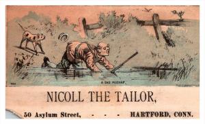 Trade Card  Hunter fell in Pond, Connecticut  Hartford  Nicoll the Tailor