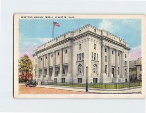 Postcard Beautiful Masonic Temple, Lawrence, Massachusetts