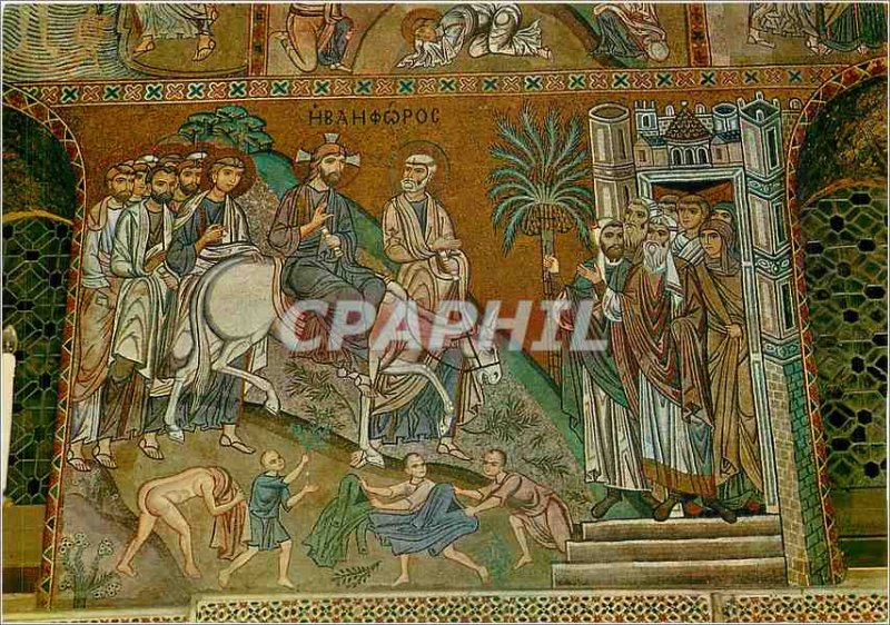 Postcard Modern Palermo Palatine Chapel twelfth century the entrance of Jesus...