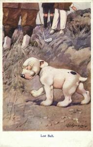 Artist Signed G.E. Studdy, BONZO Dog Lost Ball Golf (1920s) Postcard