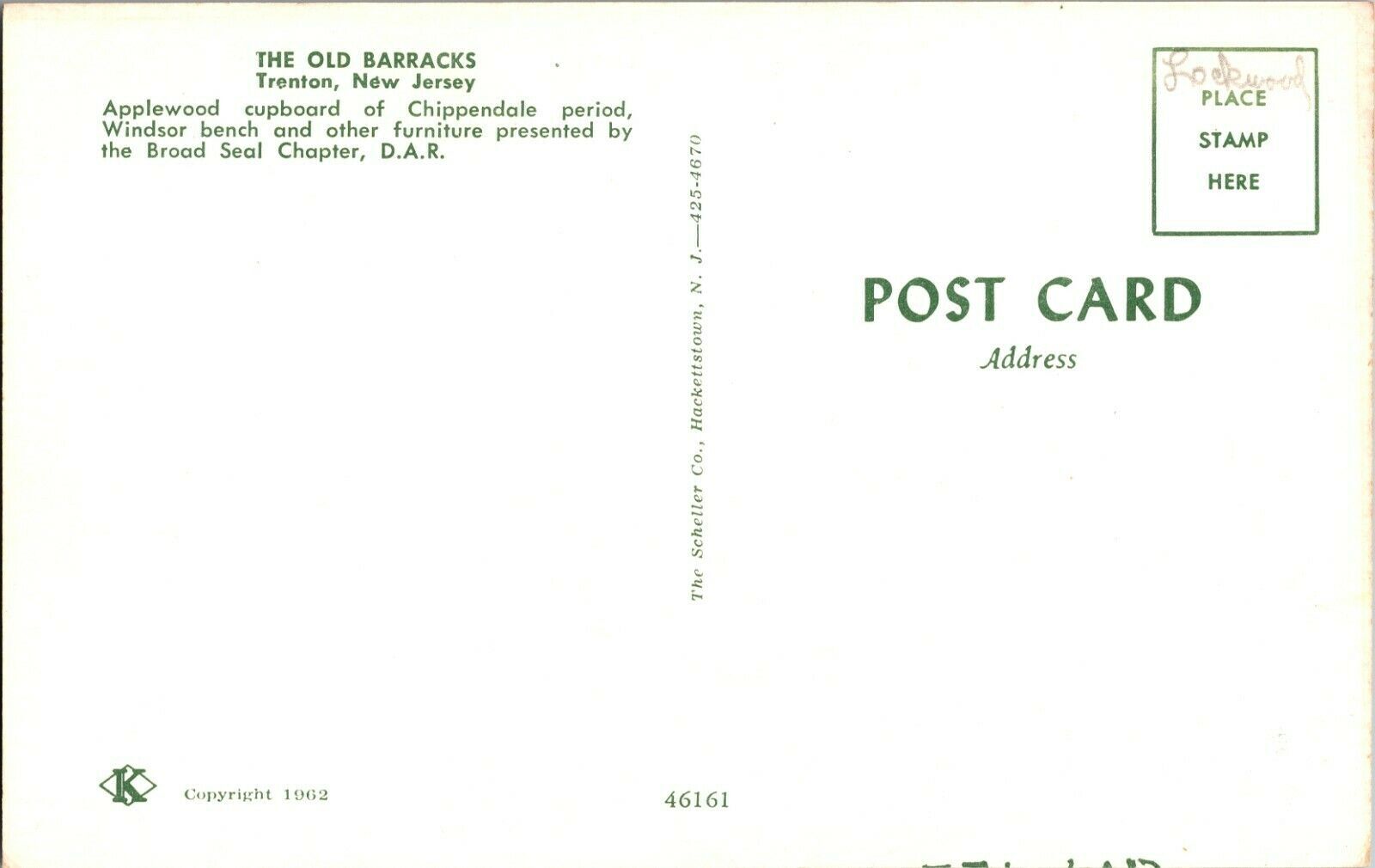 NJ The Old Barracks Applewood Cupboard Chippendale Broad Seal D.A.R