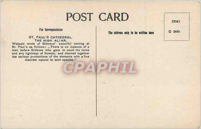 'Postcard Old St Paul''s Cathedral The High Altar'