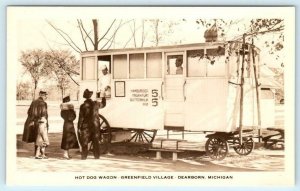 RPPC  DEARBORN, Michigan MI ~ HOT DOG WAGON Greenfield Village  Postcard