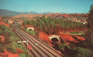 Vintage Postcard Rroyo Seco Parkway Pasadena Freeway Los Angeles CA