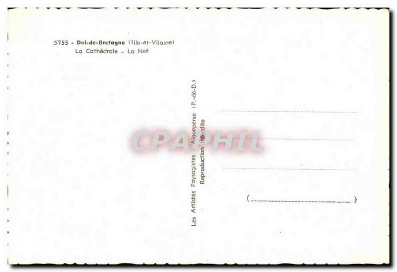 Old Postcard Dol de Bretagne The Cathedral Nave