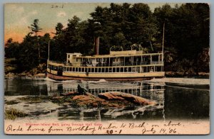 Postcard Hell Gate ME c1906 Steamer Island Belle Sasonoa River Hand Tinted