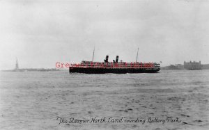 Steamship, North Land, NY, Battery Park, New York, RPPC