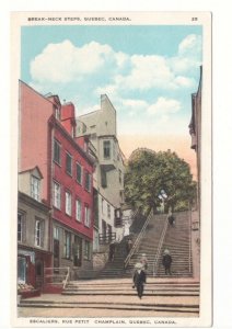 Break-Neck Steps, Rue Petit Champlain, Quebec City, Vintage Postcard