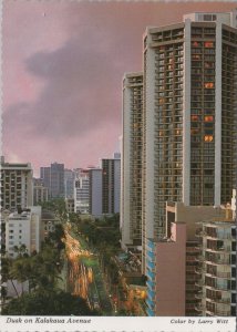 America Postcard - Kalakaua Avenue, Waikiki at Dusk, Honolulu, Hawaii  RR18152